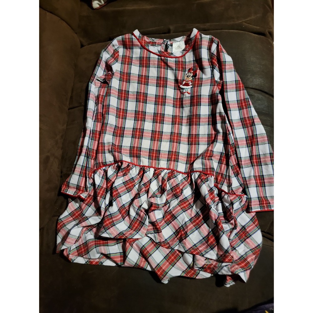 Disney store Christmas holiday plaid minnie mouse nightgown size 5 6